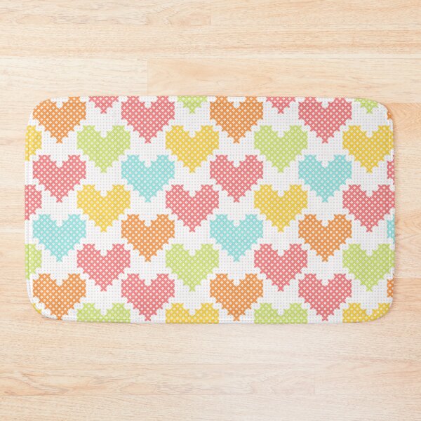 Item preview, Pastel colored cross stitch hearts on white designed and sold by natalyon.