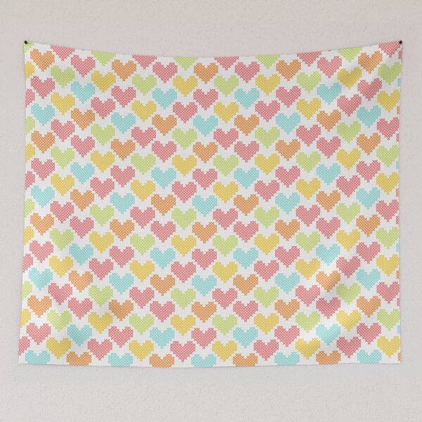 Item preview, Pastel colored cross stitch hearts on white designed and sold by natalyon.