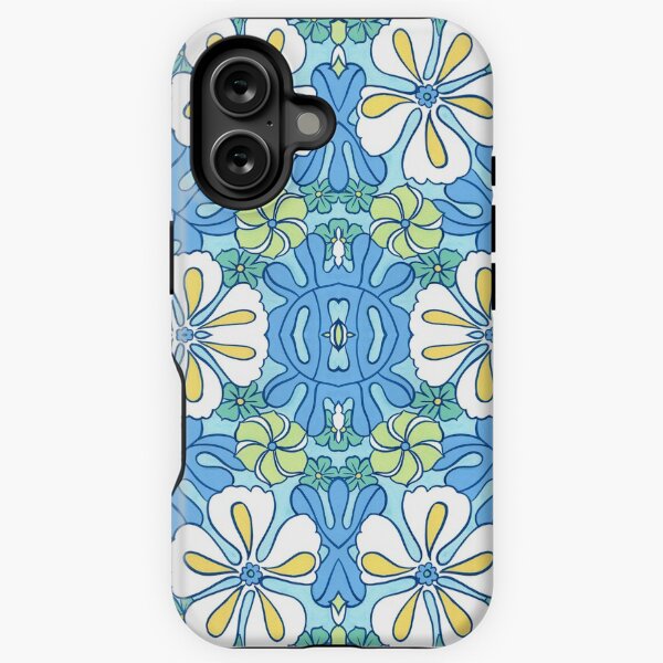 Aqua Blue Tropical Graphic Floral iPhone Tough Case