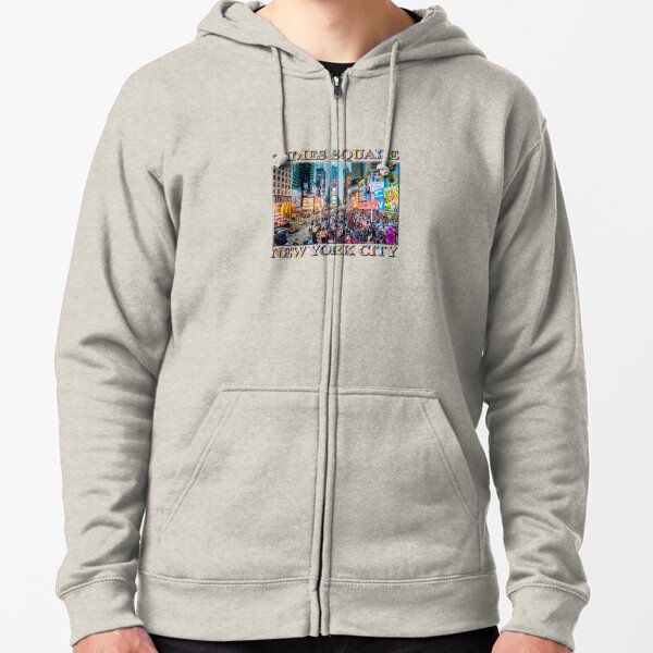 Times Square Tourists (poster on white) Zipped Hoodie