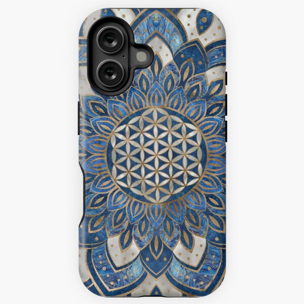 Vista previa del artículo con la obra «Flor de la vida en Lotus - Mármol azul y perla», diseñado y vendido por k9printart.