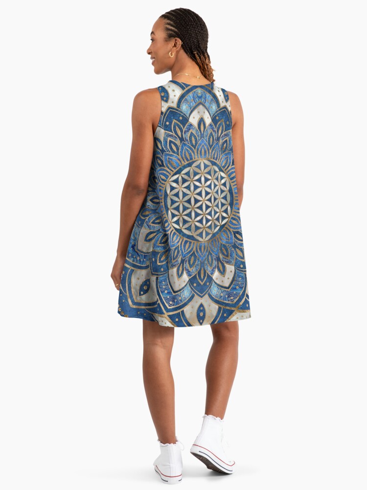 valhalla navy blue sequin lace up maxi dress Seek to Shop: Parker Posey Blue Stripe Dress from The White Lotus Season 3  on HBO Max – Seek to Shop · Style Seen on Screen main image 1