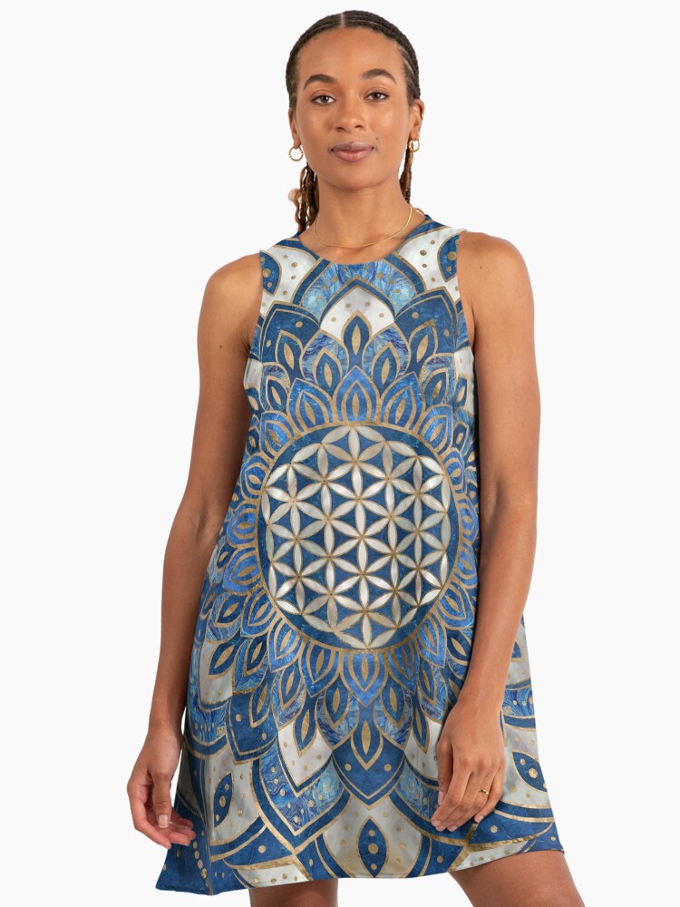 valhalla navy blue sequin lace up maxi dress Claudia Dress in Lotus Flower Print 48 / Dark Blue main image 1