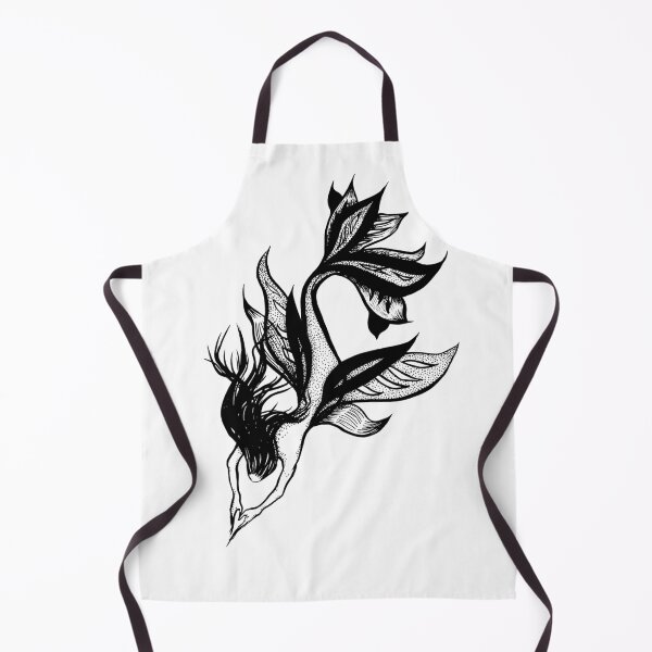 Item preview, Beautiful mermaid black and white ink drawing designed and sold by Boriana Giormova.