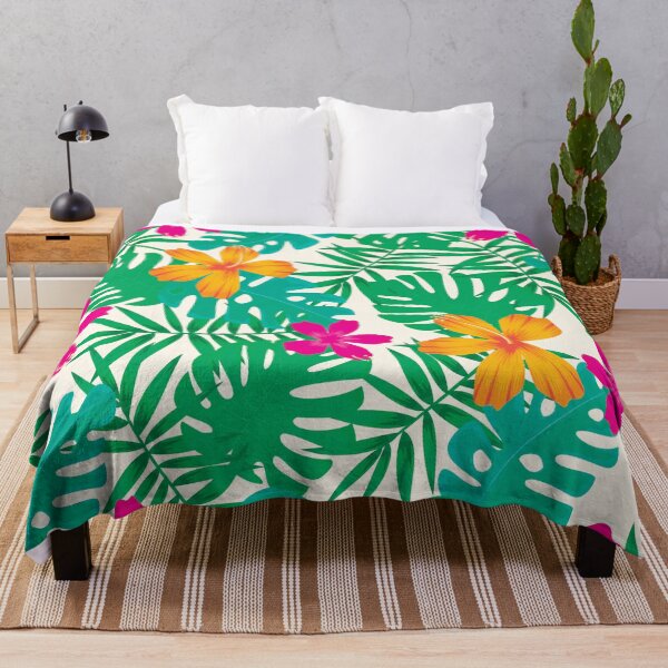 Item preview, Tropical plants and flower pattern texture. Colorful summer design designed and sold by baligaia.