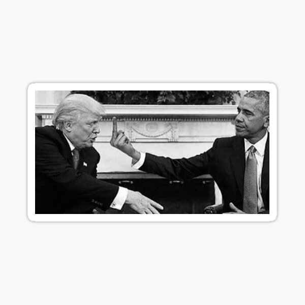 Vista previa del artículo con la obra «Obama le hace un gesto obsceno a Trump», diseñado y vendido por O T.