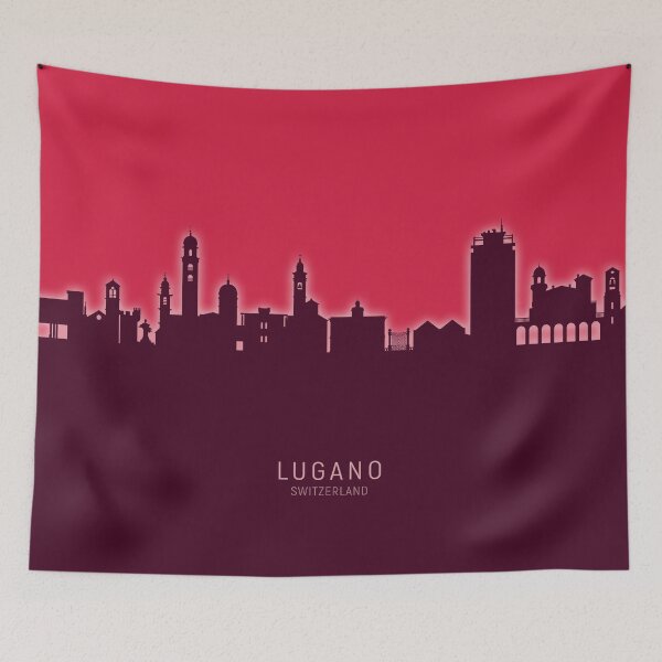 Item preview, Lugano Switzerland Skyline designed and sold by ArtPrints.