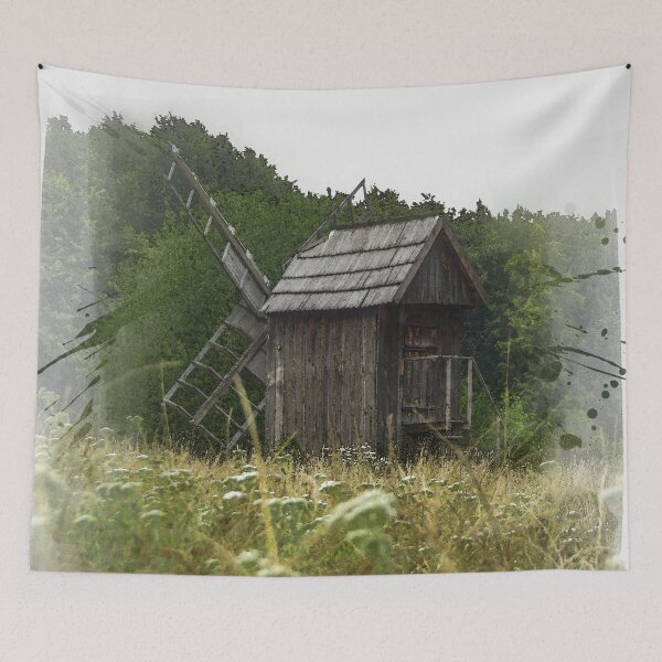 Item preview, Watercolor Ancient Ukraine Wooden Windmill - Ukrainian Art designed and sold by r-silver.