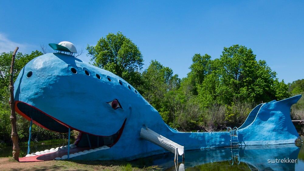 "Ol' Blue, the blue whale on Route 66, Catoosa, OK" by swtrekker