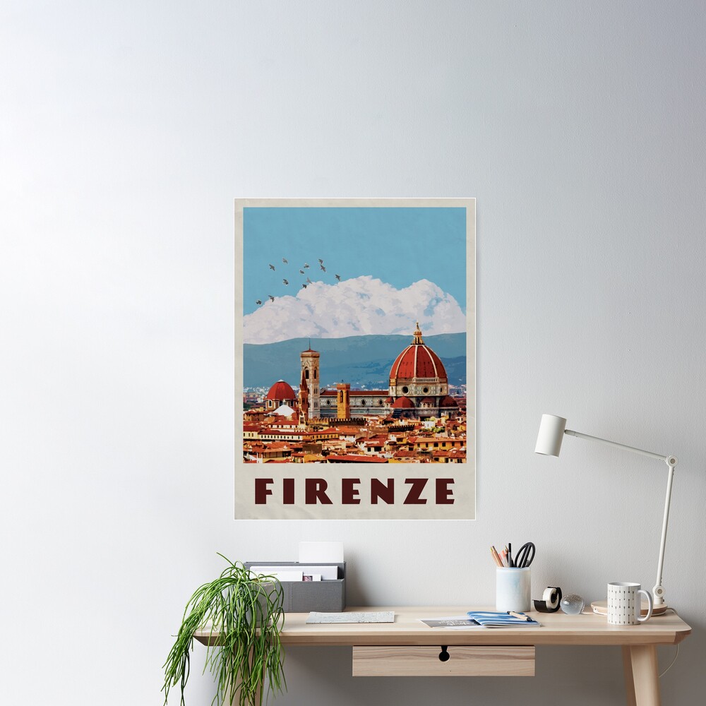 Florence Travel Poster Vintage • Firenze Italia Retro Travel Poster • Florence Duomo Cathedral Poster