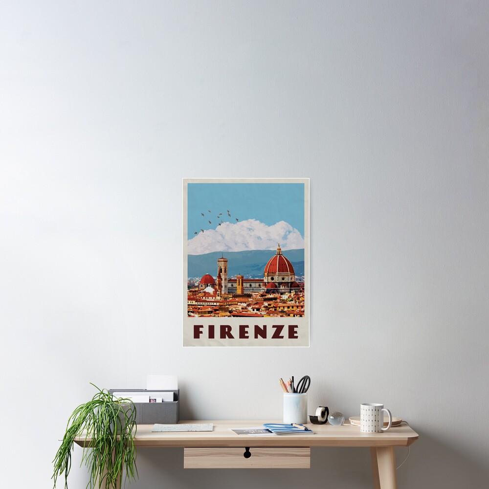 Florence Travel Poster Vintage • Firenze Italia Retro Travel Poster • Florence Duomo Cathedral Poster