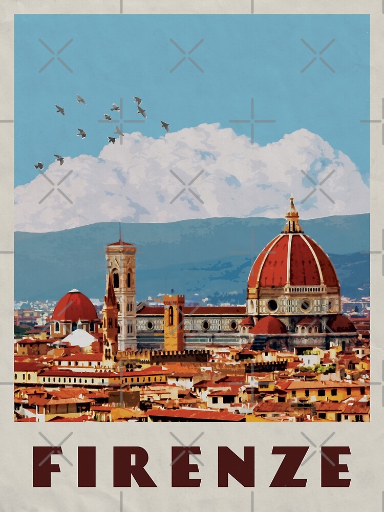 Florence Travel Poster Vintage • Firenze Italia Retro Travel Poster • Florence Duomo Cathedral by stevenmccormick