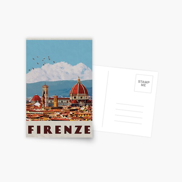 Florence Travel Poster Vintage • Firenze Italia Retro Travel Poster • Florence Duomo Cathedral Postcard