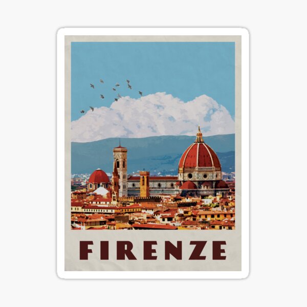 Affiche de voyage de Florence Vintage • Affiche de voyage rétro de Firenze Italia • Cathédrale du Duomo de Florence Sticker