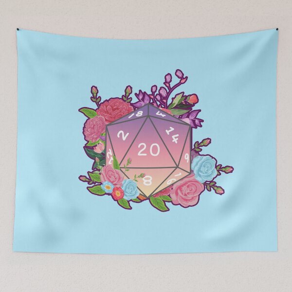 Item preview, Dungeons and Dragons Floral D20 High Roll Pastel Roses and Flowers designed and sold by curseten.