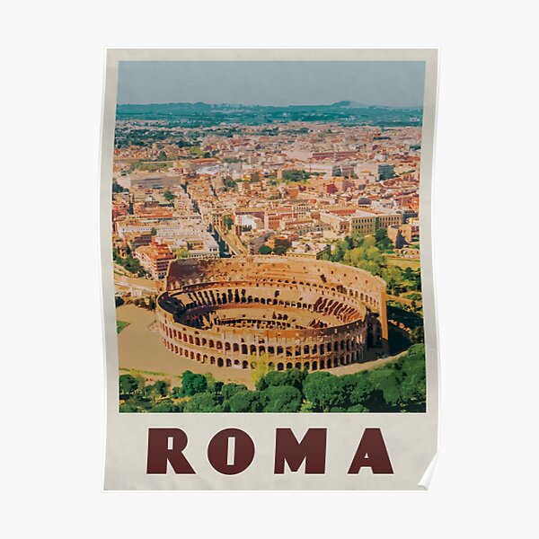 Rome Travel Poster Vintage • Roma Italia Retro Travel Poster • Rome Italy Colosseum Poster