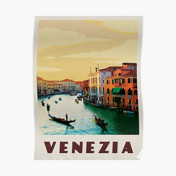 Venice Travel Poster Vintage • Venezia Italia Retro Travel Poster • Venice Italy Canals Poster