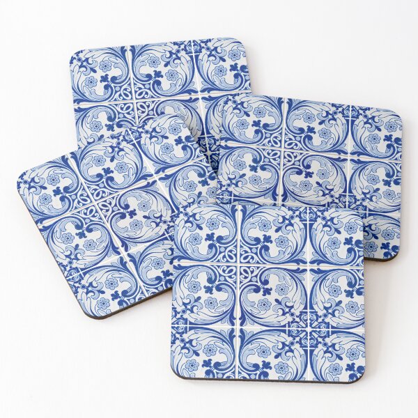 Item preview, Blue ceramic tiles print designed and sold by kapotka.