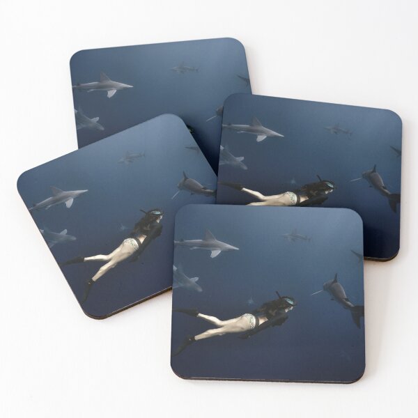 Item preview, Female diver in a school of sharks designed and sold by Ronald Missick.