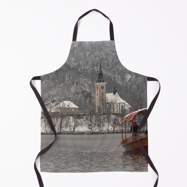 Item preview, Red Pletna Boat Leaving Bled Island designed and sold by rawshutterbug.