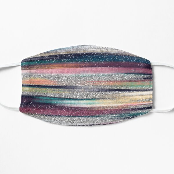 Modern Pink Teal Silver Glitter Brush Strokes Paint Flat Mask