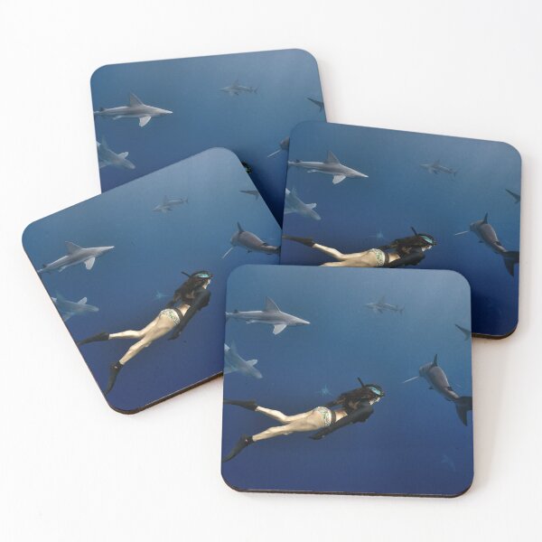 Item preview, Female Diver Swimming with Sharks designed and sold by Ronald Missick.