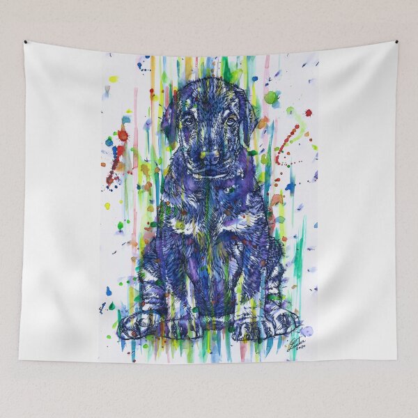 Item preview, DOBERMANN PUPPY watercolor and ink portrait.1 designed and sold by lautir.