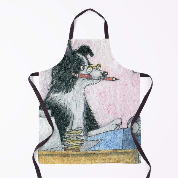 Item preview, Border Collie dog rounding up the figures, doing up the accounts; accountant designed and sold by SusanAlisonArt.