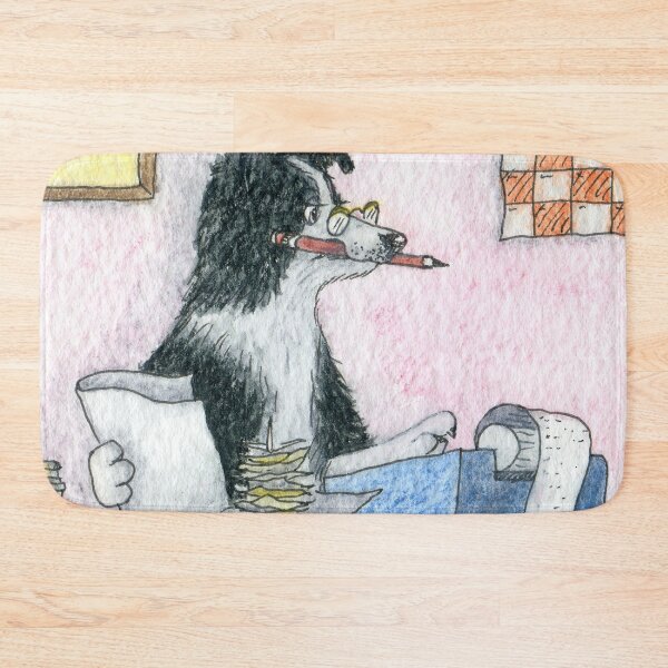 Item preview, Border Collie dog rounding up the figures, doing up the accounts; accountant designed and sold by SusanAlisonArt.