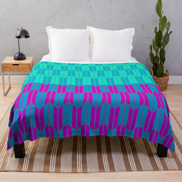 Item preview, FUCHSIA PURPLE AQUA BLUE YABANE MOTIFS Antique Japanese Arrow Pattern designed and sold by BulganLumini.