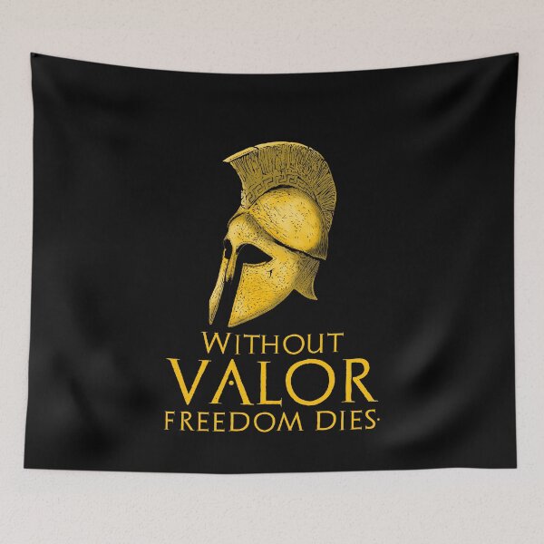 Item preview, Without Valor Freedom Dies. - Motivational Ancient Greek Quote - Spartan Hoplite Helmet designed and sold by Styrman.