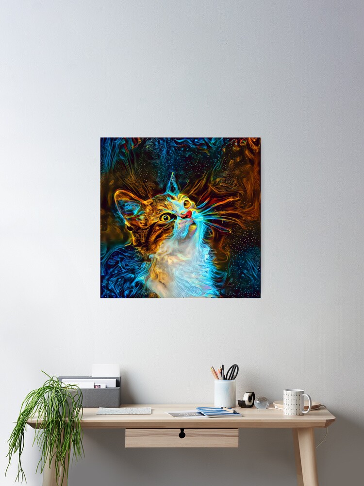 Thumbnail 1 of 3, Poster, Abstractions of abstract abstraction of cat designed and sold by blackhalt.