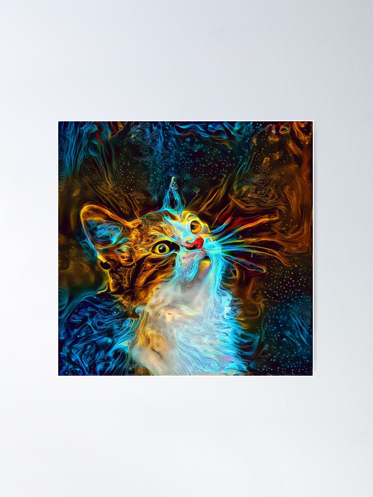 Thumbnail 2 of 3, Poster, Abstractions of abstract abstraction of cat designed and sold by blackhalt.