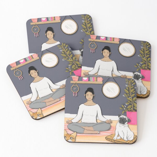 Item preview, Yoga with my pug and nosey cat designed and sold by TheArtyApples.