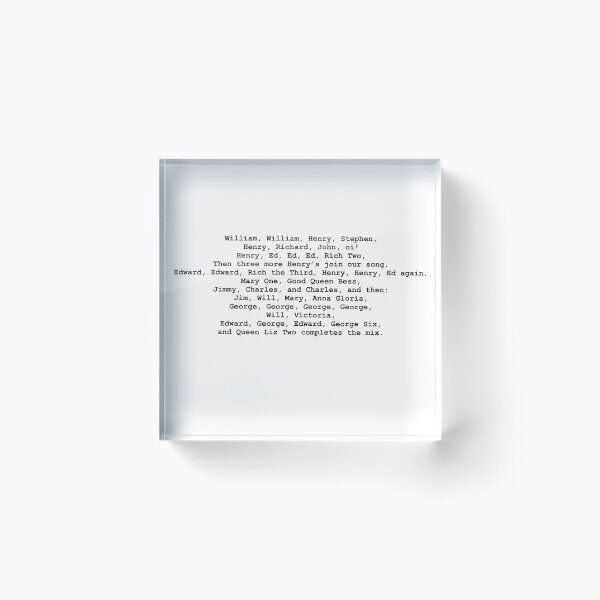 All The English Kings And Queens Acrylic Block
