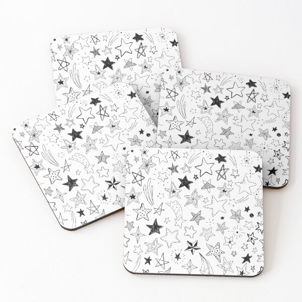 Item preview, beautiful seamless pattern hand drawn doodle stars black and white isolated on background. designed and sold by Yevheniia Hulinska.
