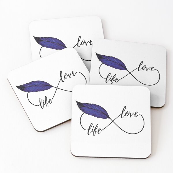 Item preview, Yoga - love life! eternity Symbol with feather blue designed and sold by BLucknerDesign.