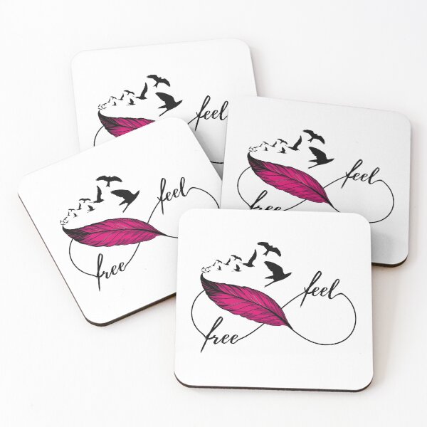Item preview, Yoga - feel free! eternity Symbol with feather and birds red designed and sold by BLucknerDesign.