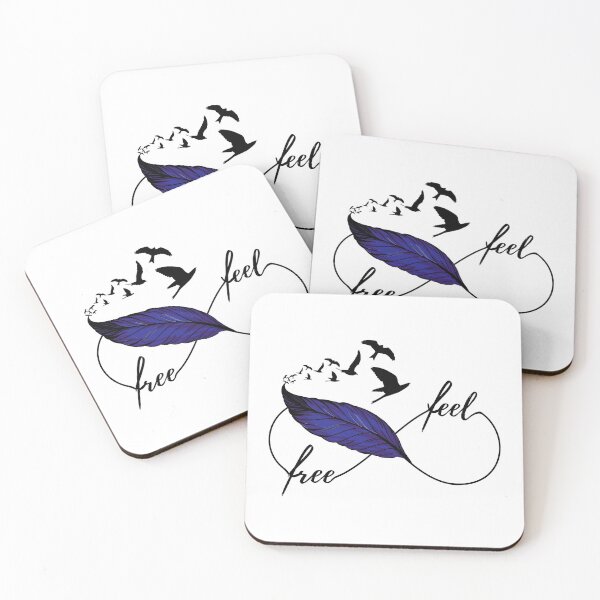 Item preview, Yoga - feel free! eternity Symbol with feather and birds blue designed and sold by BLucknerDesign.