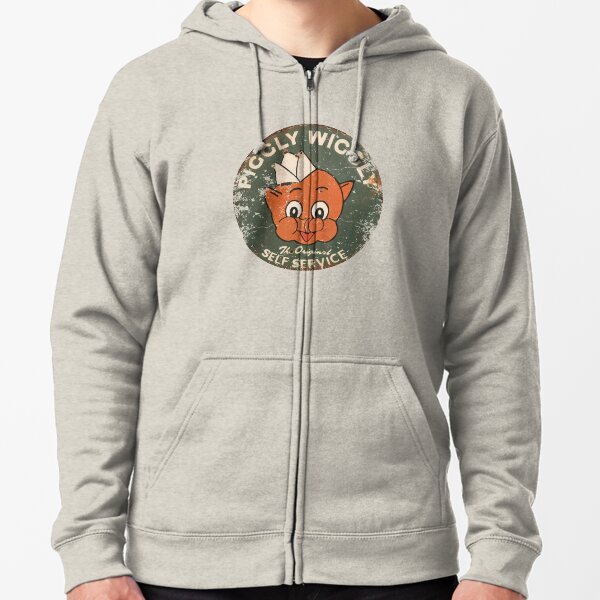 PIGGLY WIGGLY Vintage 1940s Retro Gasolin Logo distressed oldschool Zipped Hoodie