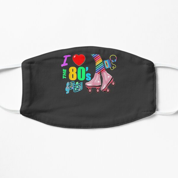 I Love The 80's Retro Rainbow Legs Pink Roller Skates Gift Flat Mask