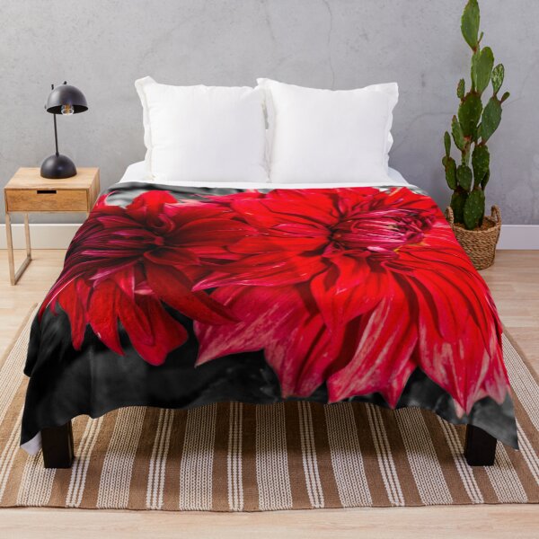 Item preview, Red dahlias black white designed and sold by Patricia Piotrak.