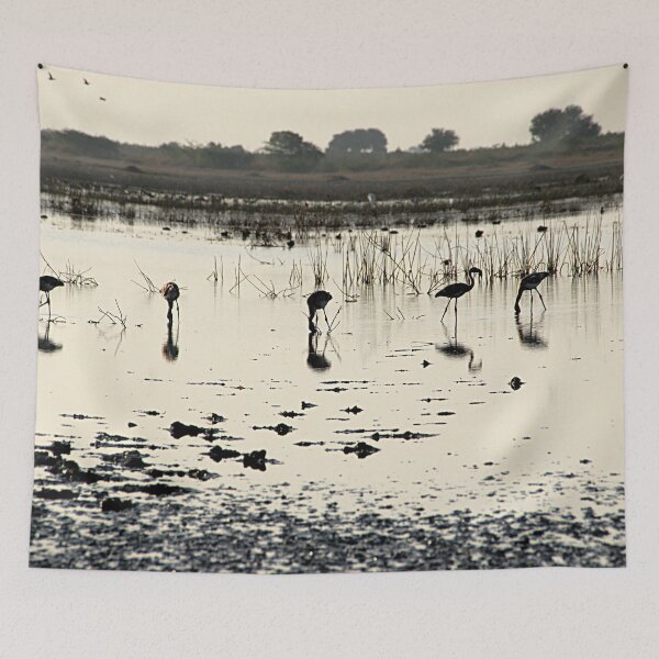 Item preview, Flamingos Wading River Bank Landscape designed and sold by worldways.