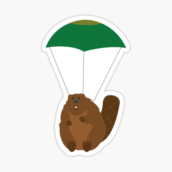 Parachuting Beaver Sticker