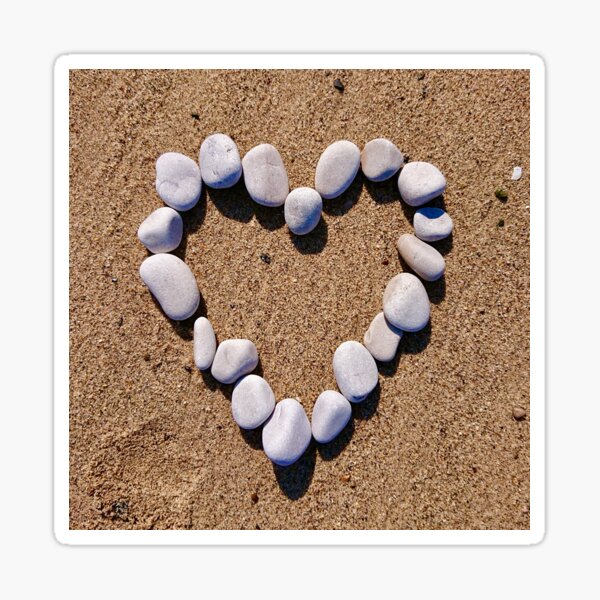 Pebble Heart - photograph on a sandy beach Sticker