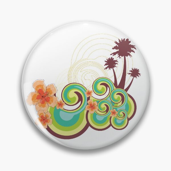 Item preview, Tropical Summer Waves, Palm Trees And Tangerine Orange Hibiscus designed and sold by fatfatin.
