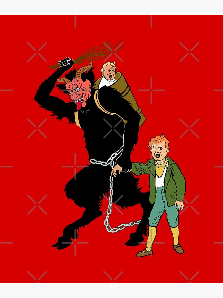 Disover Krampus the Christmas Devil Catching Naught Children on Krampusnacht December Fifth Premium Matte Vertical Poster