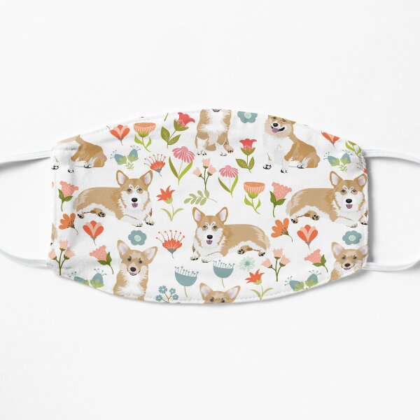 Cute Summer Corgi Flower Pattern Mask
