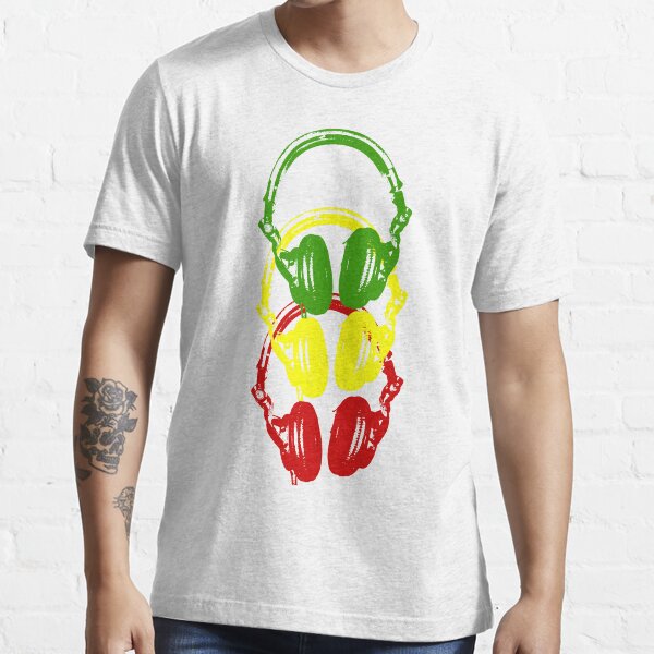 Rasta Colors Head Phones Schablonenstil Essential T-Shirt