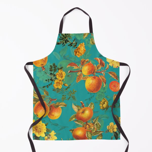 Item preview, Vintage Flowers and Golden Apples Botanical Garden on teal Nightgarden designed and sold by UtArt.